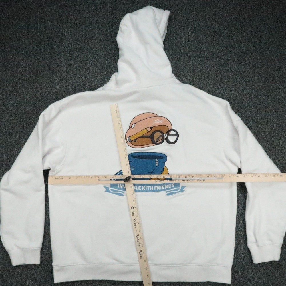 Kith Hoodie Mens XXL White Invisible Friends Graphic Pullover Hooded Heavyweight - Picture 8 of 11